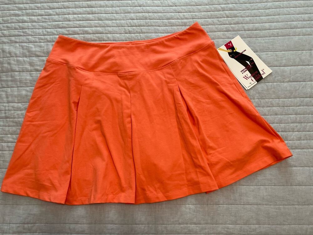 Women With Control Cotton Jersey Pleated Skort Size L Coral A509500